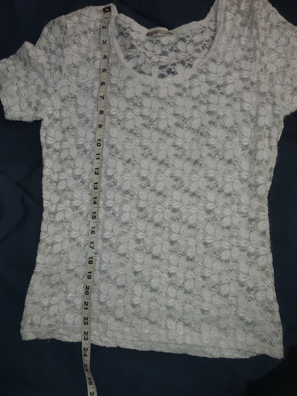 Women's White Lace Short Sleeve Tee